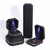 LED Lighted Double Ring Box Wedding Jewellery Gift Case