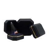 LED Lighted Double Ring Box Wedding Jewellery Gift Case
