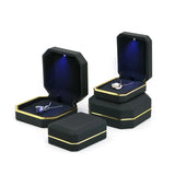 LED Lighted Double Ring Box Wedding Jewellery Gift Case