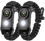Outdoor Survival Bracelet LED Multi-Tool Whistle Compass