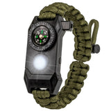 Outdoor Survival Bracelet LED Multi-Tool Whistle Compass