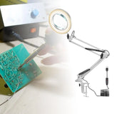LED Reading Lamp 5X Magnifier Flexible Adjustable Swivel Arm Desk Light
