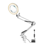 LED Reading Lamp 5X Magnifier Flexible Adjustable Swivel Arm Desk Light