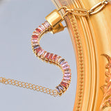 316L Stainless Steel Lock Bracelet For Women with Square Cubic Zirconia
