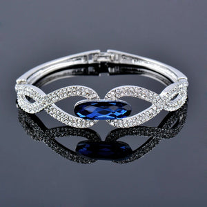 Purple Crystal Rose Bangle Cuff Bracelet for Women