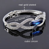 Purple Crystal Rose Bangle Cuff Bracelet for Women
