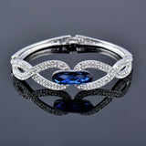 Purple Crystal Rose Bangle Cuff Bracelet for Women