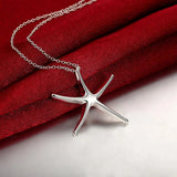 Starfish Pendant Necklace, 925 Silver for Women