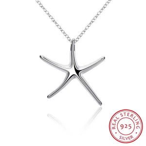 Starfish Pendant Necklace, 925 Silver for Women