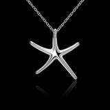 Starfish Pendant Necklace, 925 Silver for Women