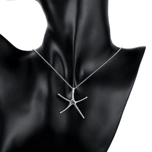 Starfish Pendant Necklace, 925 Silver for Women