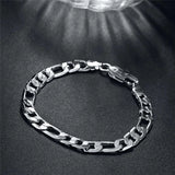 8mm Men Chain Bracelet 925 Silver Cuff Bangles