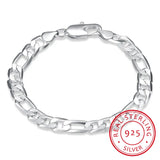 8mm Men Chain Bracelet 925 Silver Cuff Bangles