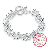 925 Silver Bracelet Women Grapes Beads Bangle