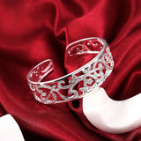 925 Silver Branch Bracelet Hollow Bangle Women Gift Fine Jewelry