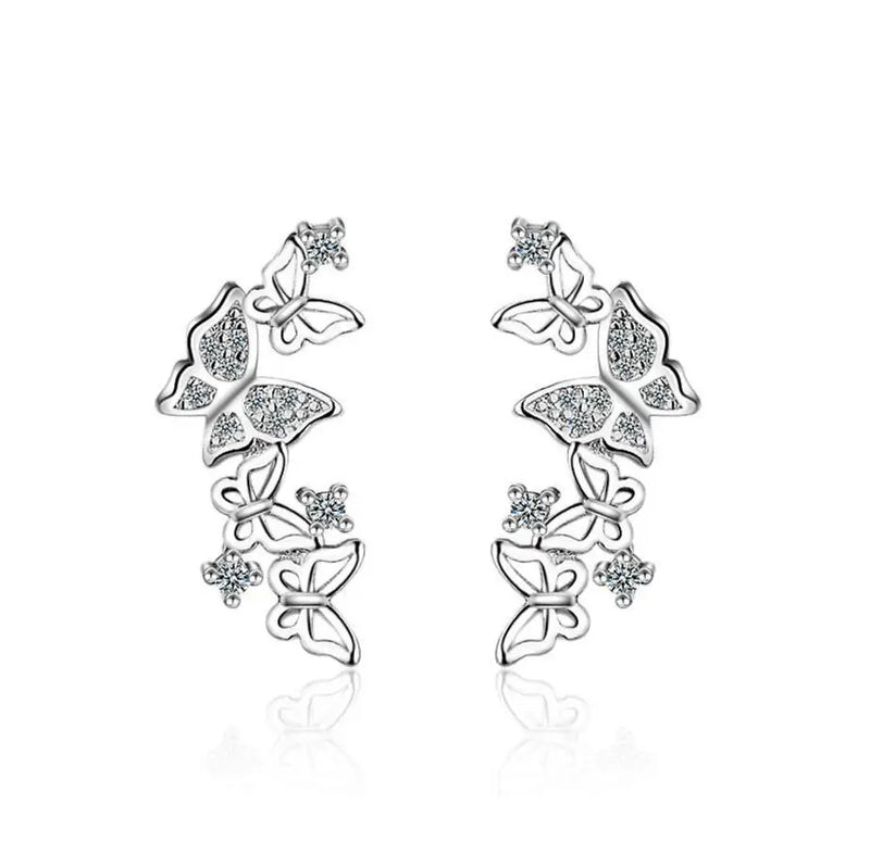 925 Silver Bow Tie Zirconia Earrings For Women