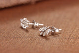 925 Silver Zirconia Leaves Earrings Women's Gift Fine Jewelry