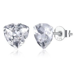 LEKANI 925 Sliver Crystal Earrings Triangle Geometry Stud