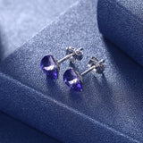 LEKANI 925 Sliver Crystal Earrings Triangle Geometry Stud