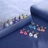LEKANI 925 Sliver Crystal Earrings Triangle Geometry Stud
