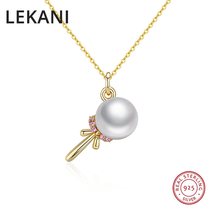 Lollipop Pendant Necklace S925 Silver with Pearl Collar
