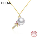 Lollipop Pendant Necklace S925 Silver with Pearl Collar