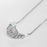 Leaf Pendant Necklaces Original Crystals Real S925 Silver Beads for Women