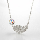 Leaf Pendant Necklaces Original Crystals Real S925 Silver Beads for Women