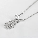 Austria Leaf Pendant Necklace S925 Silver Pearls Collar Women Party Wedding