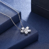 Crystal Flower Pendant Necklace S925 Silver Chain