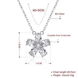 Crystal Flower Pendant Necklace S925 Silver Chain