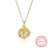 Colorful Ball Pendant Necklaces Crystals 925 Sterling Silver Plated Collars