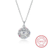 Colorful Ball Pendant Necklaces Crystals 925 Sterling Silver Plated Collars