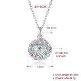 Colorful Ball Pendant Necklace Crystal 925 Sterling Silver Plated Fine Jewelry
