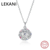 Colorful Ball Pendant Necklace Crystal 925 Sterling Silver Plated Fine Jewelry