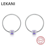 Colorful Cube Crystals Circle Stud Earrings S925 Silver Jewelry Gift