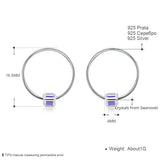 Colorful Cube Crystals Circle Stud Earrings S925 Silver Jewelry Gift