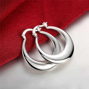 LEKANI Crescent Moon Hoop Earrings 925 Sterling Silver Statement Jewelry