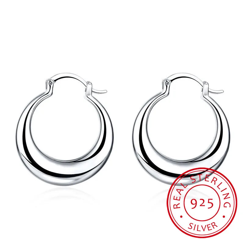 LEKANI Crescent Moon Hoop Earrings 925 Sterling Silver Statement Jewelry