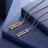 Crystal 925 Silver Necklace Rainbow Bar Pendant Fine Jewelry Chain