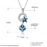 Crystal Star Cube Moon Pendant Necklace S925 Sterling Silver Chain