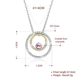Crystal Double Circle Pendant Necklace 925 Sterling Silver Round Necklaces