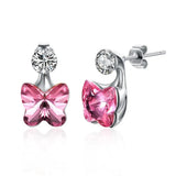 Crystal S925 Sterling Silver Stud Earrings Women Earring Butterfly Shape