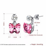 LEKANI Crystal S925 Silver Stud Earrings Butterfly Shape Rhinestone