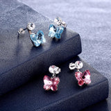 LEKANI Crystal S925 Silver Stud Earrings Butterfly Shape Rhinestone