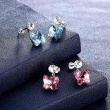 Crystal S925 Sterling Silver Stud Earrings Women Earring Butterfly Shape