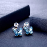 LEKANI Crystal S925 Silver Stud Earrings Butterfly Shape Rhinestone