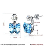 Crystal S925 Sterling Silver Stud Earrings Women Earring Butterfly Shape