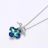 Crystals Cross Pendant Necklace Collars Real S925 Silver Fine Jewelry