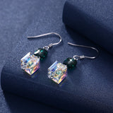 S925 Sterling Silver Cube Bead Drop Earrings